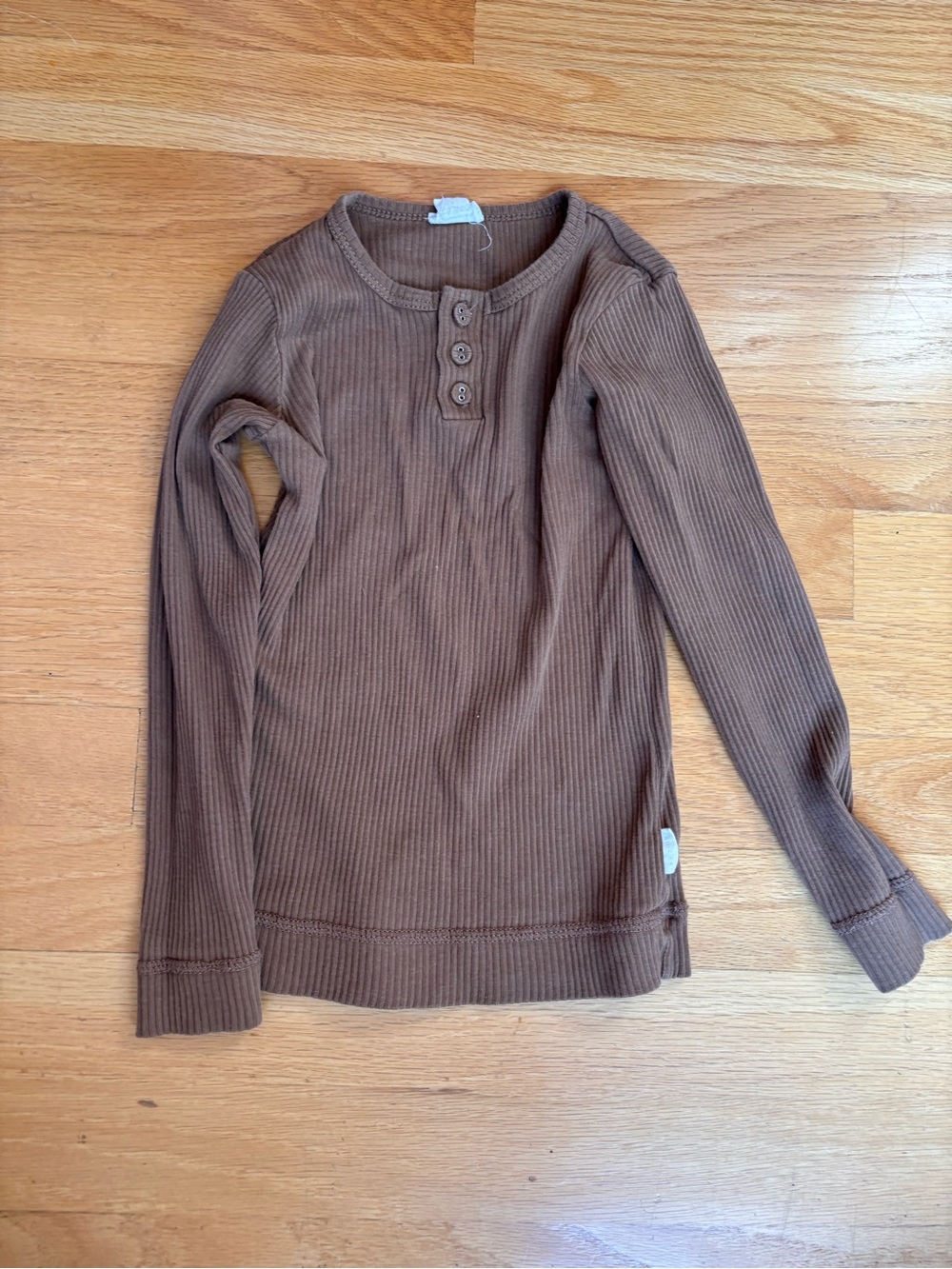 Jamie Kay Brown Ribbed Long-Sleeve Henley Top